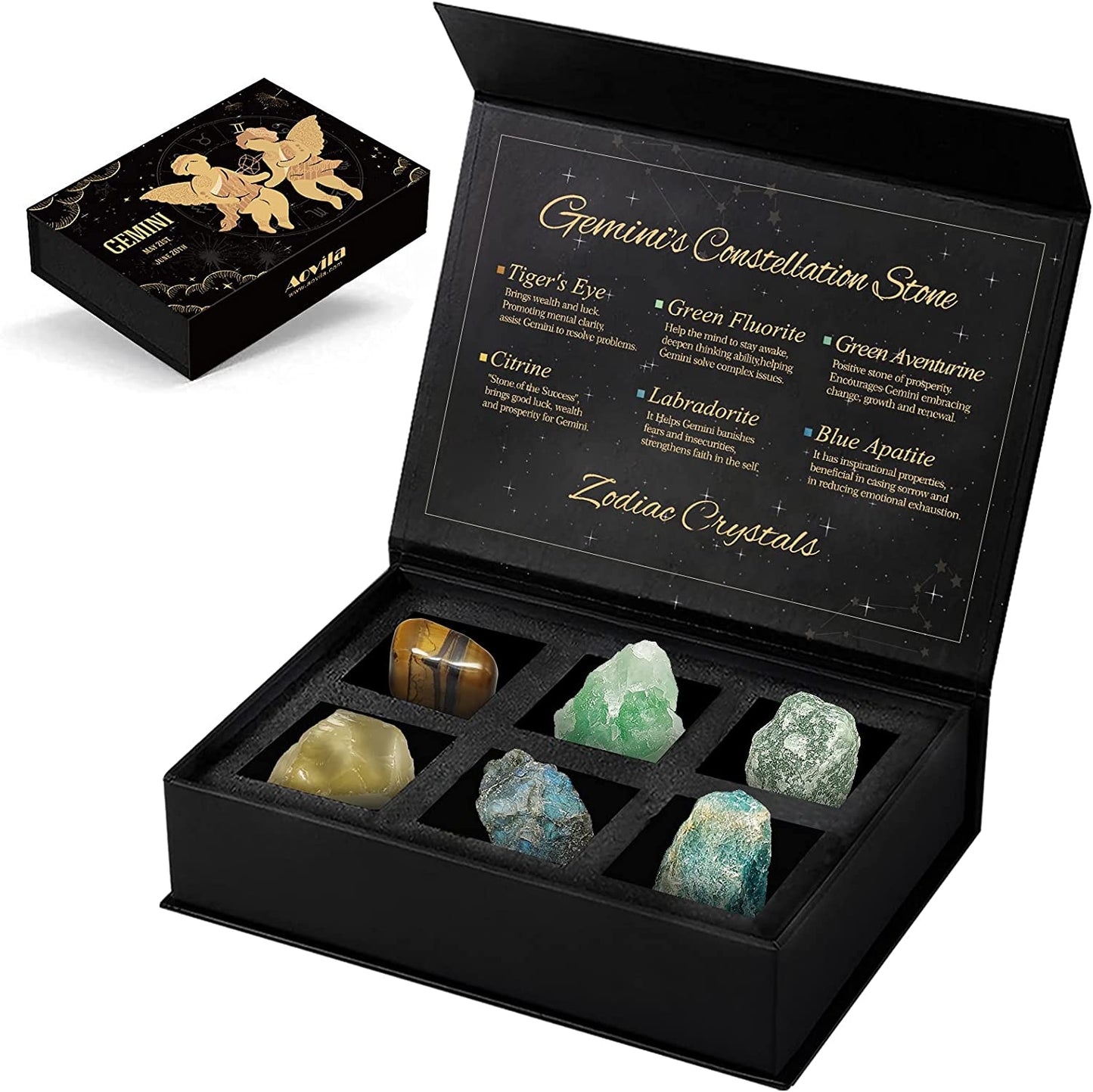 Libra Crystals Gift Set, Libra Zodiac Signs Healing Crystals Birthstones with Horoscope Box Set Libra Astrology Crystals Healing Stones Gifts