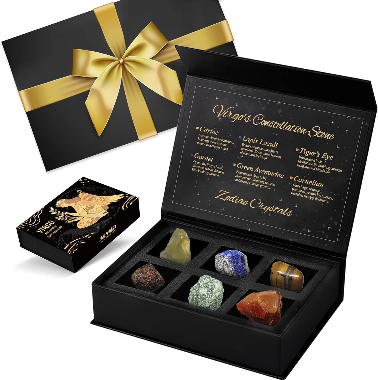 Libra Crystals Gift Set, Libra Zodiac Signs Healing Crystals Birthstones with Horoscope Box Set Libra Astrology Crystals Healing Stones Gifts
