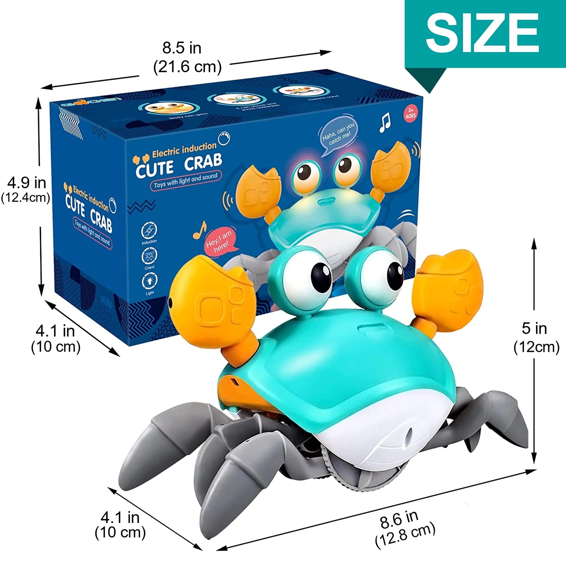 Crawling Crab Baby Toy with Music and LED Light Up,Toddler Interactive Learning Development Toy with Automatically Avoid Obstacles(Green)