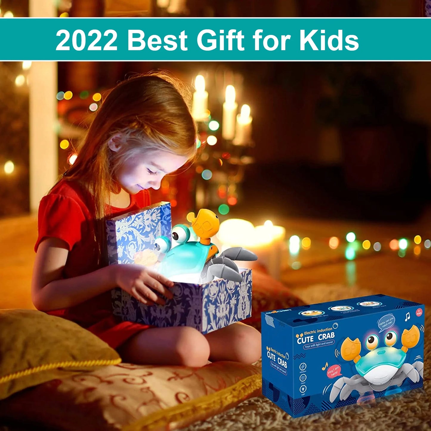 Crawling Crab Baby Toy with Music and LED Light Up,Toddler Interactive Learning Development Toy with Automatically Avoid Obstacles(Green)