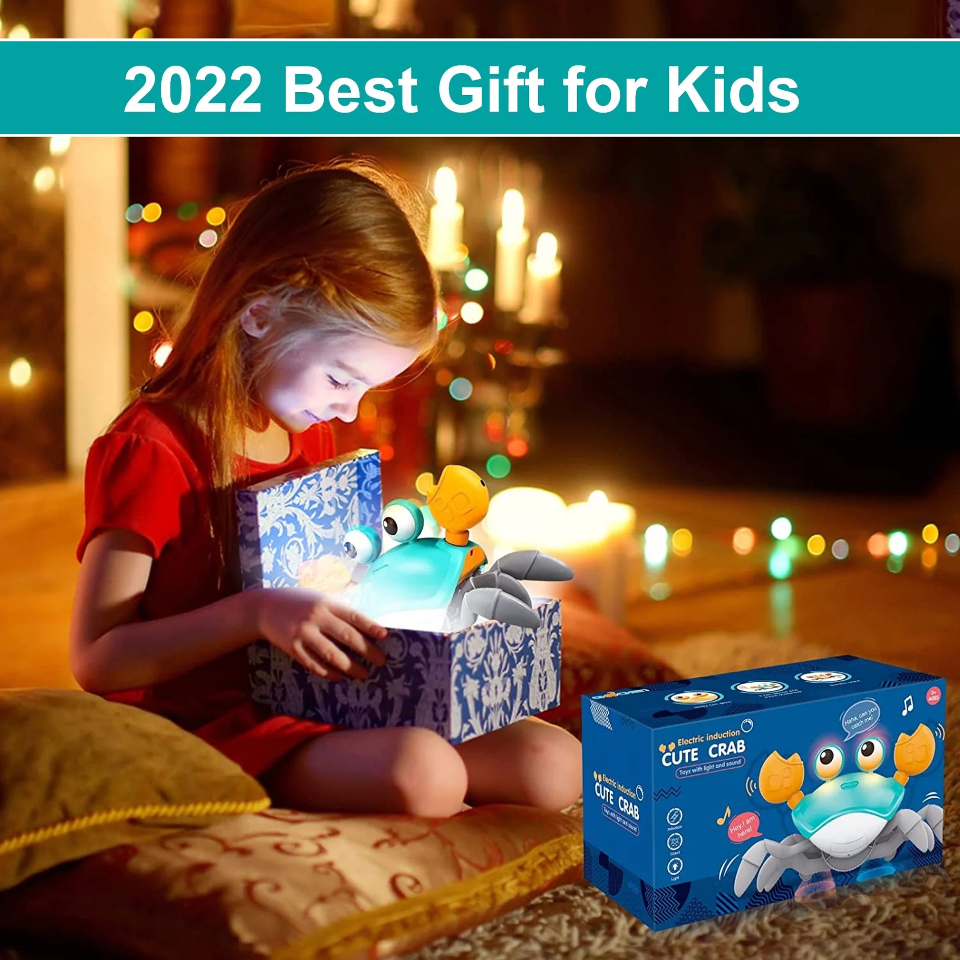 Crawling Crab Baby Toy with Music and LED Light Up,Toddler Interactive Learning Development Toy with Automatically Avoid Obstacles(Green)