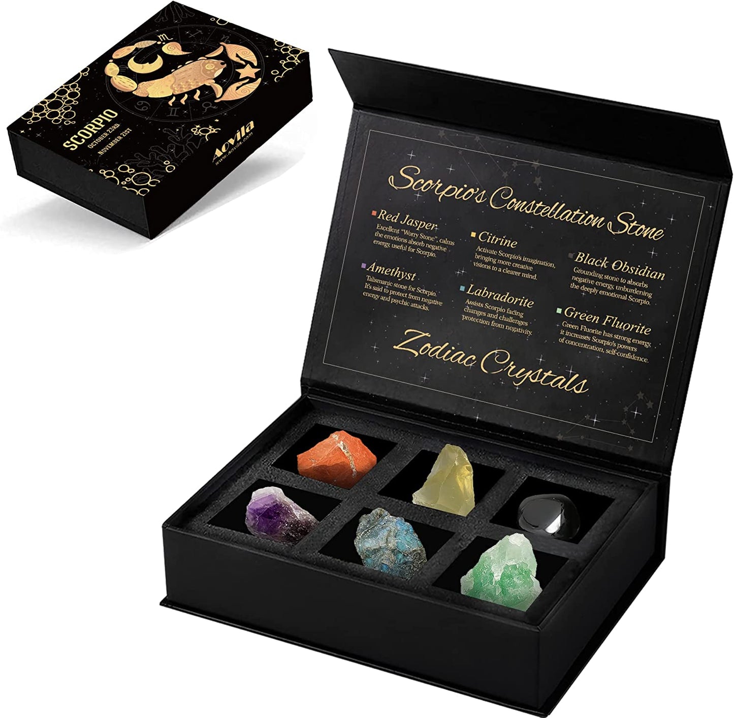 Libra Crystals Gift Set, Libra Zodiac Signs Healing Crystals Birthstones with Horoscope Box Set Libra Astrology Crystals Healing Stones Gifts