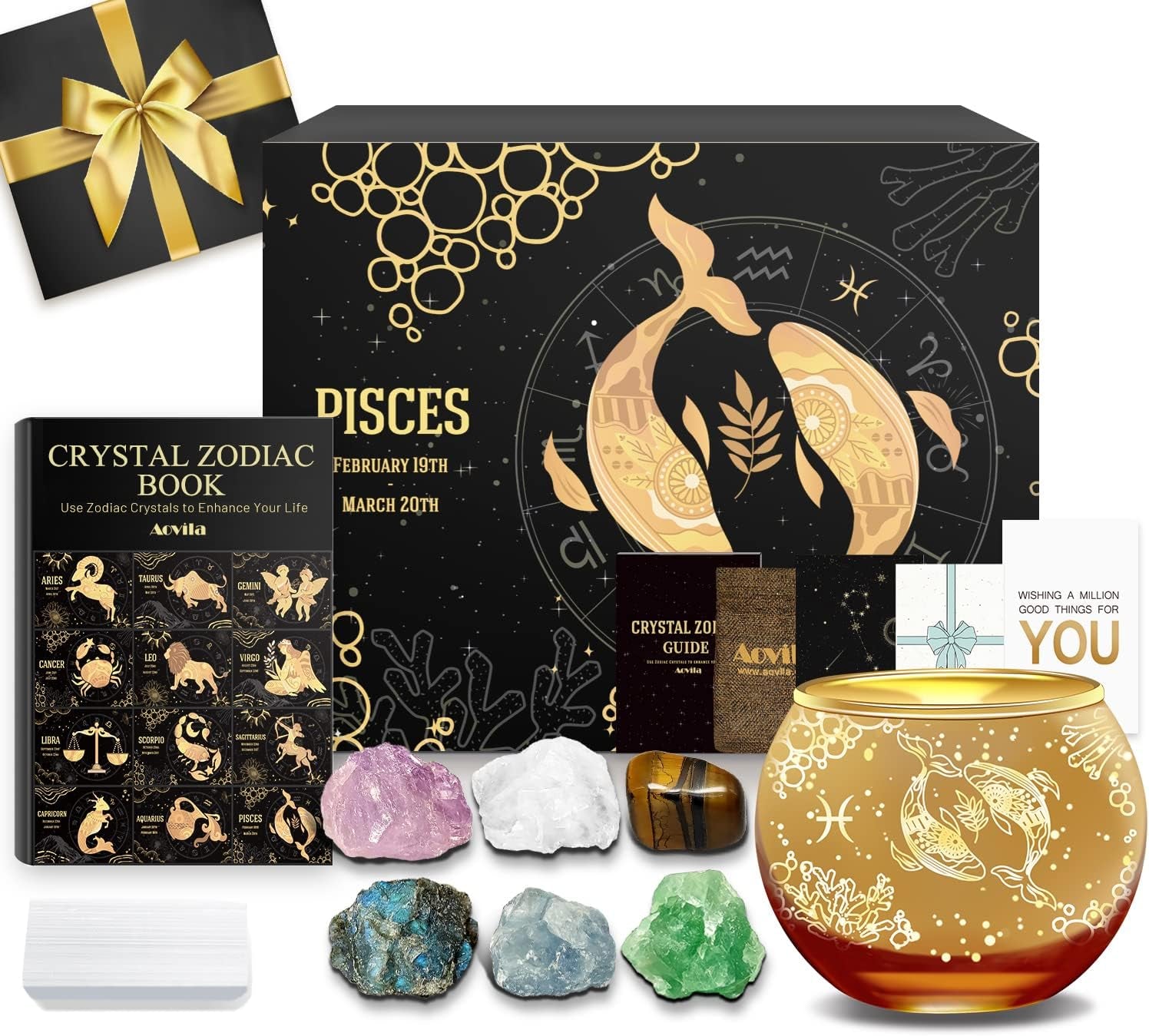 Libra Crystals Gift Set, Libra Zodiac Signs Healing Crystals Birthstones with Horoscope Box Set Libra Astrology Crystals Healing Stones Gifts