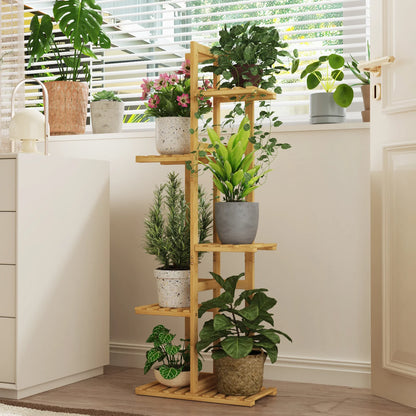 (2 Pack)  5 Tier Plant Stand Indoor, Small Corner Plant Shelf for Multiple Plants, Tiered Bamboo Flower Stand for Window Garden Balcony Home Decor Living Room Bedroom