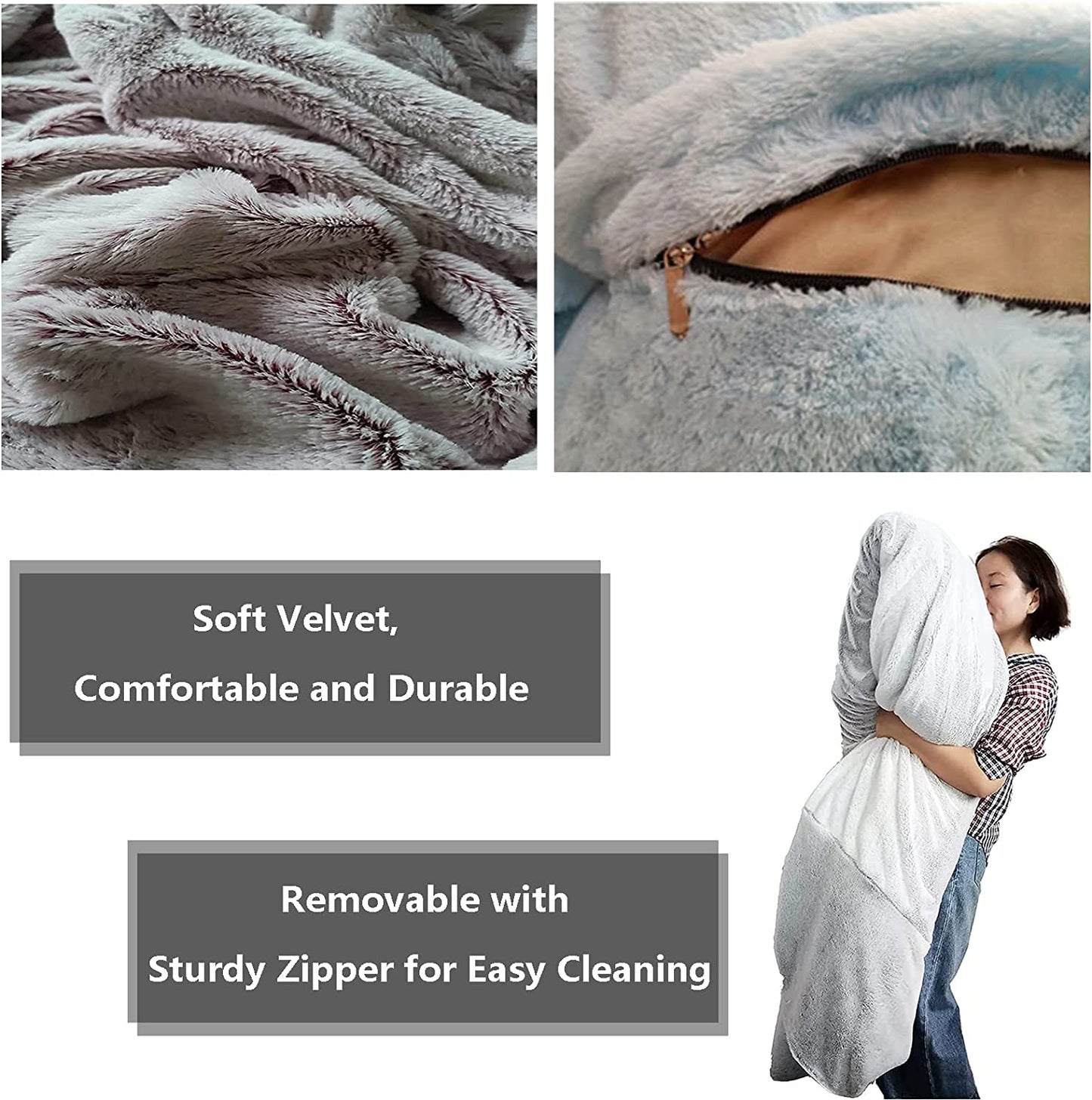 Bean Bag Chairs Giant Bean Bag Cover Only Soft Fluffy Fur Bean Bag 7Ft Dark Grey