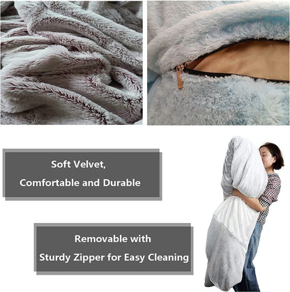 Bean Bag Chairs Giant Bean Bag Cover Only Soft Fluffy Fur Bean Bag 7Ft Dark Grey