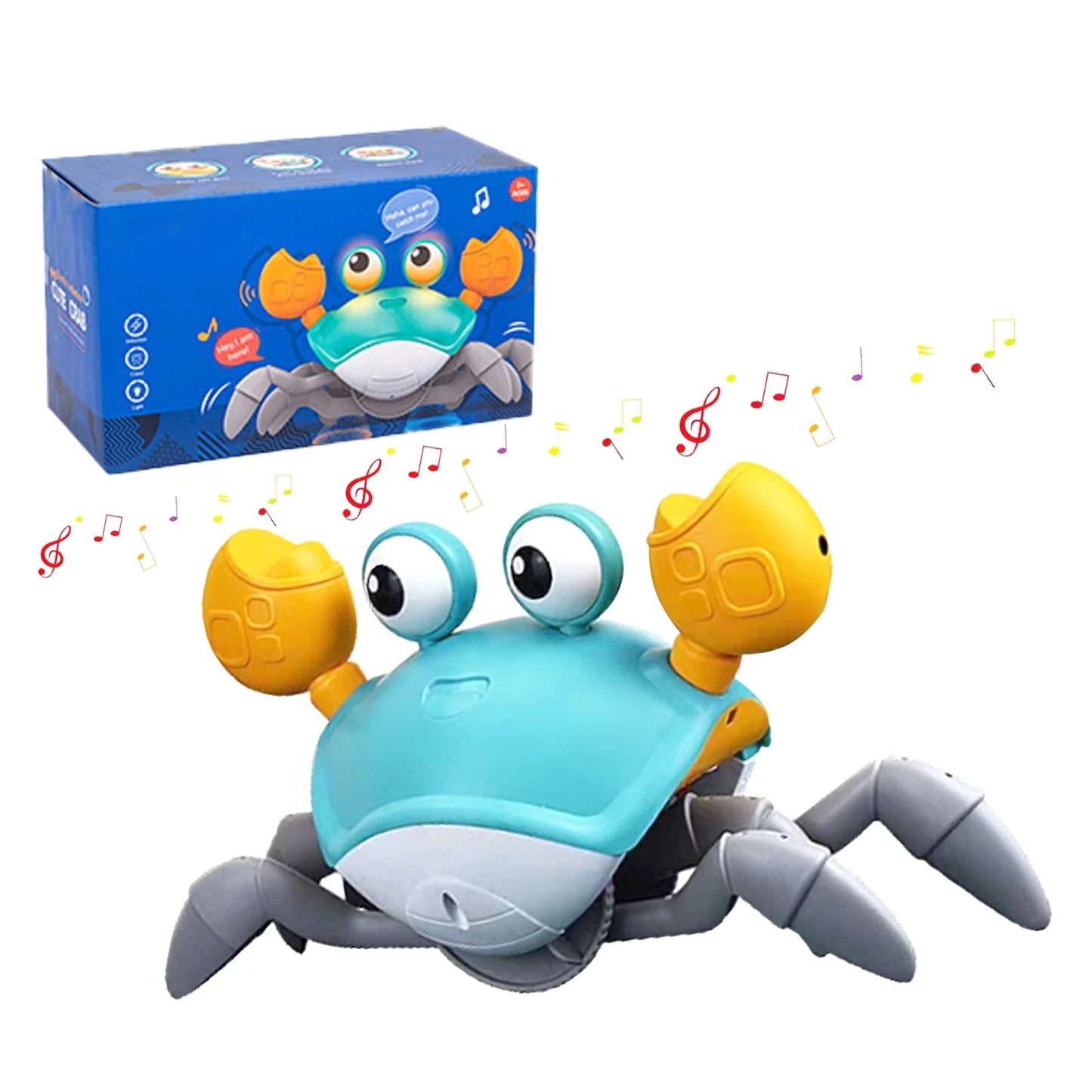 Crawling Crab Baby Toy with Music and LED Light Up,Toddler Interactive Learning Development Toy with Automatically Avoid Obstacles(Green)