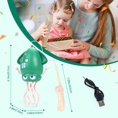 Electronic Dancing Squid Toys with Light&Music Funny Induction Lying Flat Squid Toddler Interactive Development Tummy Time Gifts