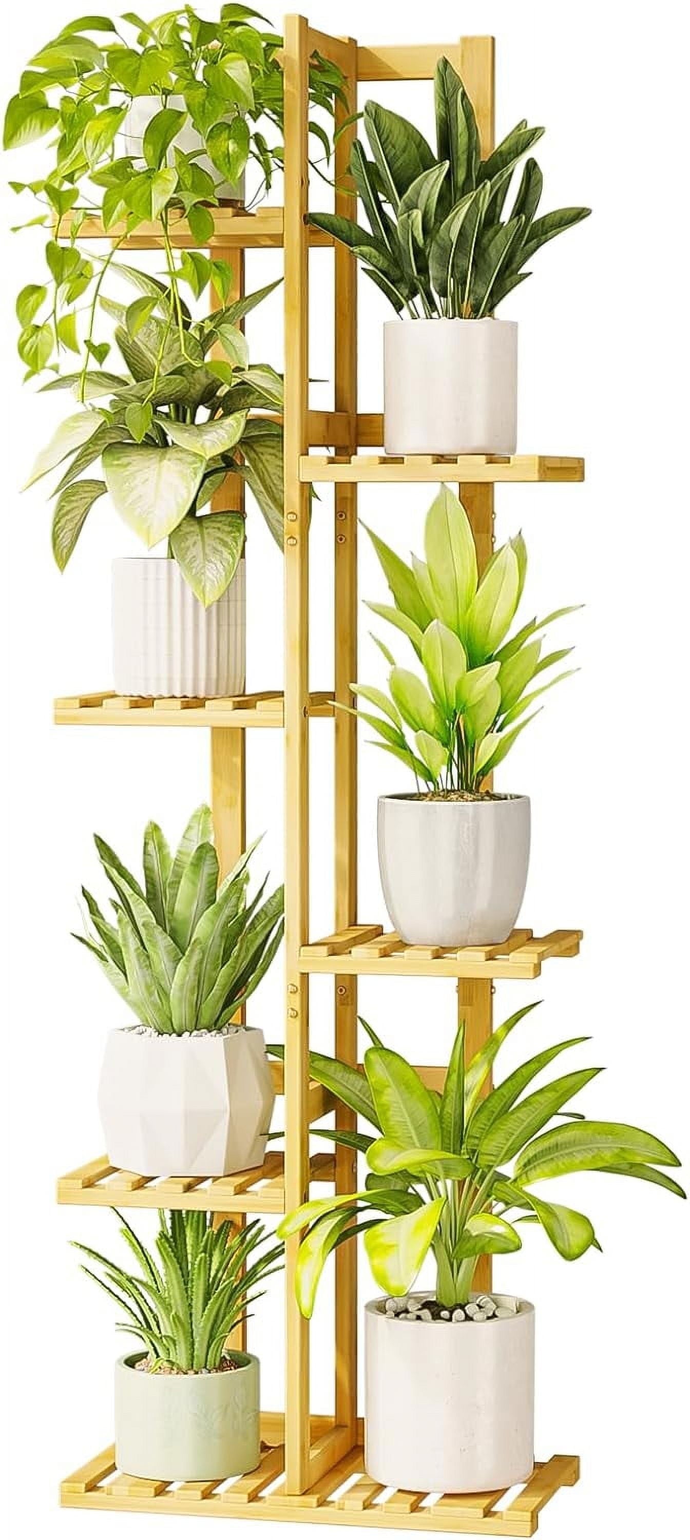 (2 Pack)  5 Tier Plant Stand Indoor, Small Corner Plant Shelf for Multiple Plants, Tiered Bamboo Flower Stand for Window Garden Balcony Home Decor Living Room Bedroom