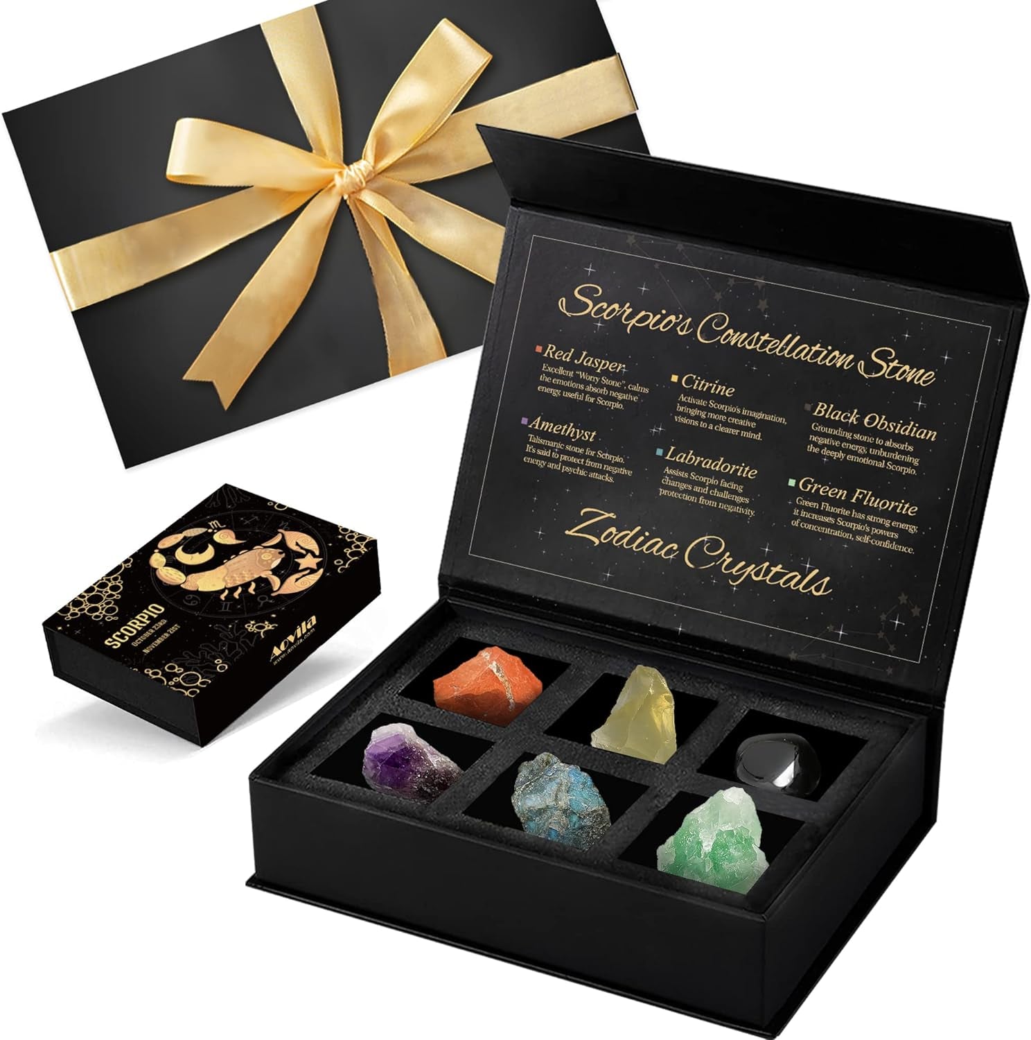Libra Crystals Gift Set, Libra Zodiac Signs Healing Crystals Birthstones with Horoscope Box Set Libra Astrology Crystals Healing Stones Gifts