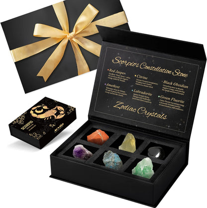 Libra Crystals Gift Set, Libra Zodiac Signs Healing Crystals Birthstones with Horoscope Box Set Libra Astrology Crystals Healing Stones Gifts