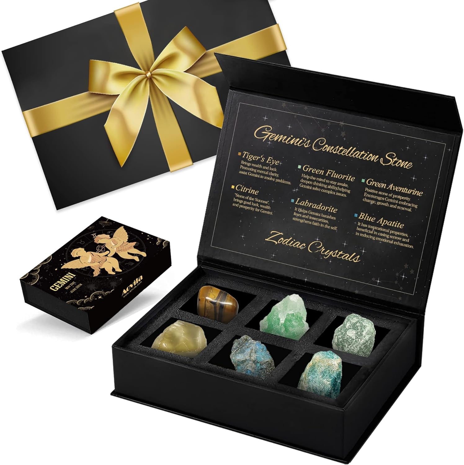 Libra Crystals Gift Set, Libra Zodiac Signs Healing Crystals Birthstones with Horoscope Box Set Libra Astrology Crystals Healing Stones Gifts