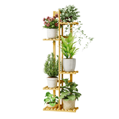 (2 Pack)  5 Tier Plant Stand Indoor, Small Corner Plant Shelf for Multiple Plants, Tiered Bamboo Flower Stand for Window Garden Balcony Home Decor Living Room Bedroom
