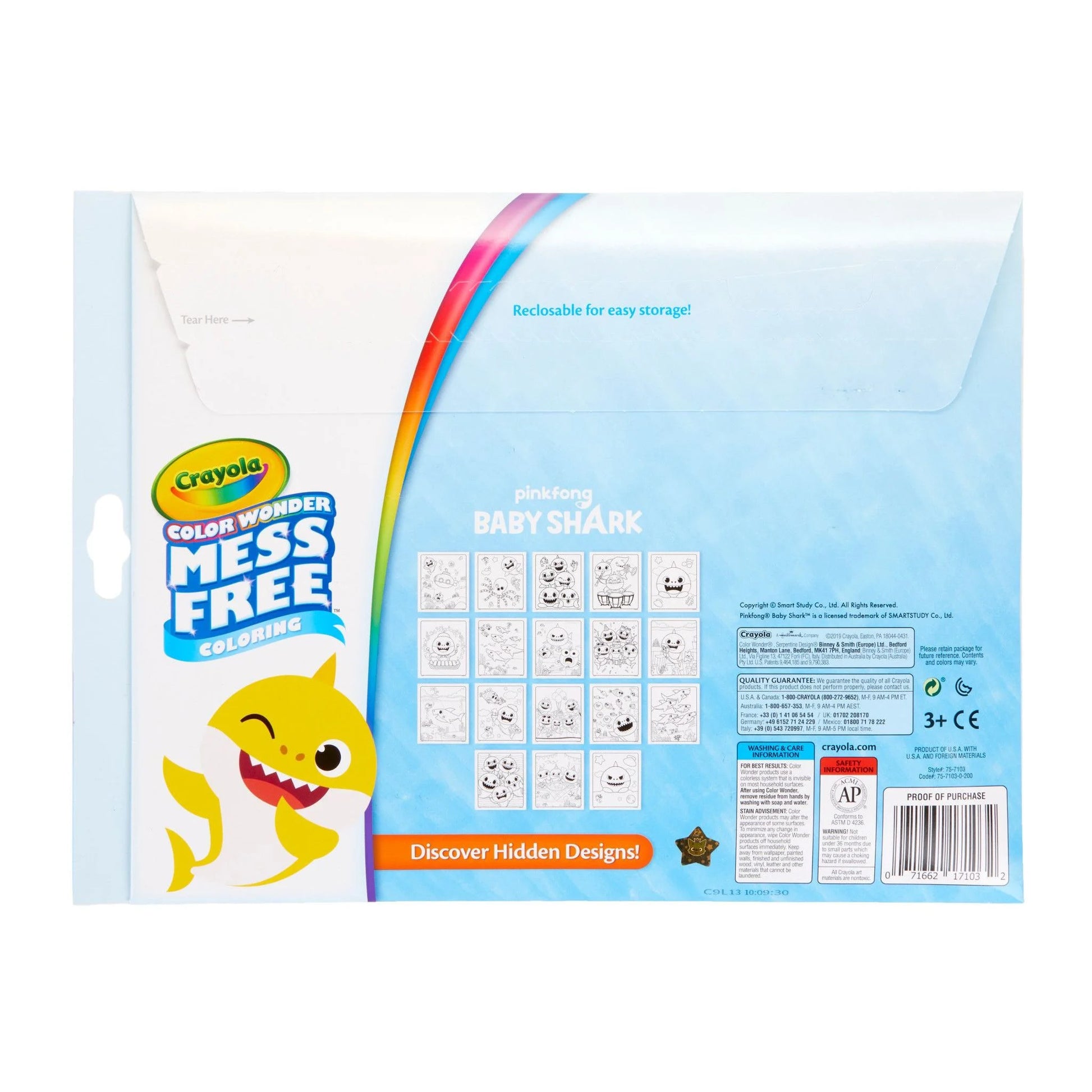 Color Wonder Mess Free Baby Shark Coloring Set, 23 Pcs, Coloring Book for Toddlers, Travel Activity, Gift, Ages 3+