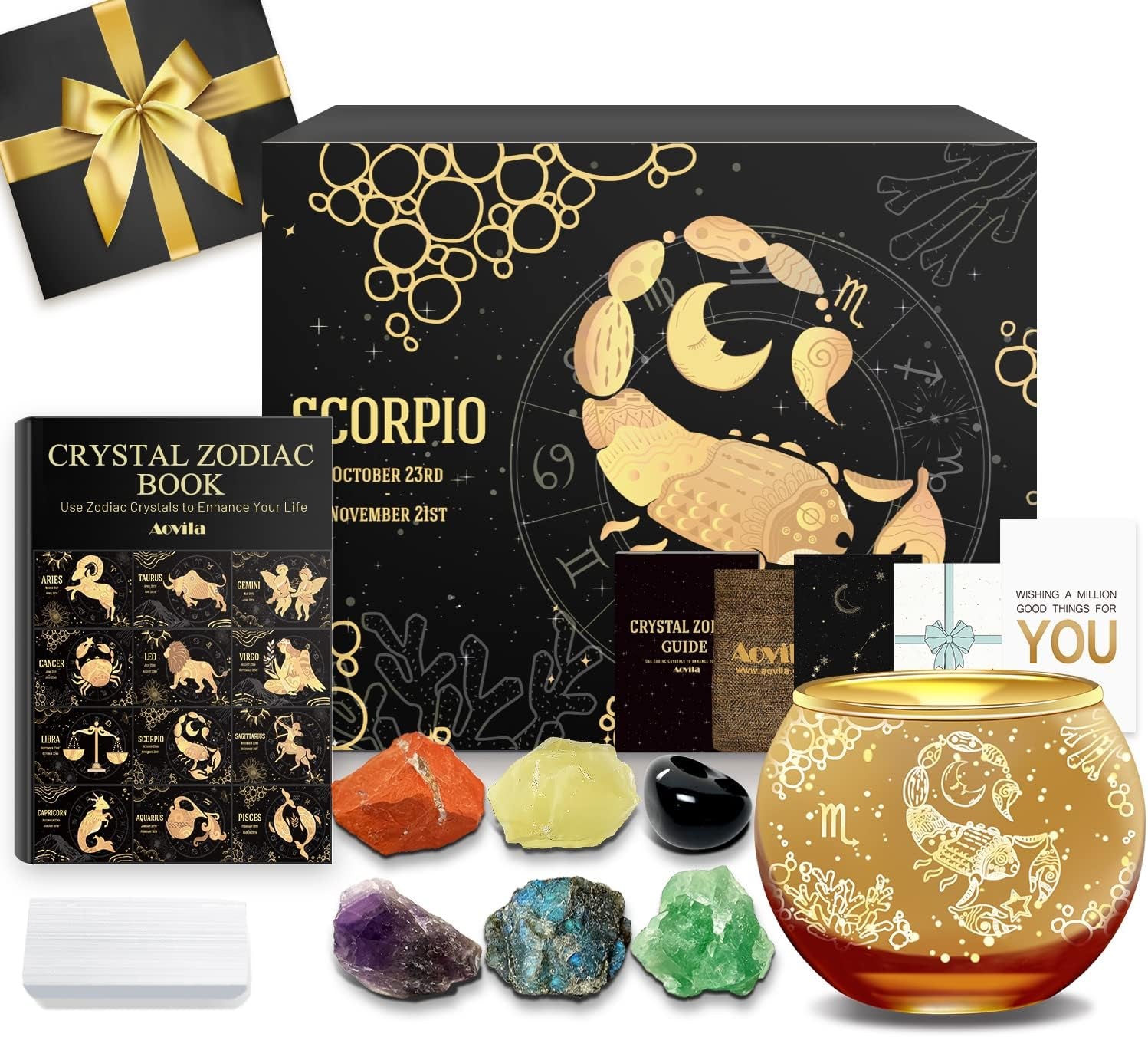 Libra Crystals Gift Set, Libra Zodiac Signs Healing Crystals Birthstones with Horoscope Box Set Libra Astrology Crystals Healing Stones Gifts