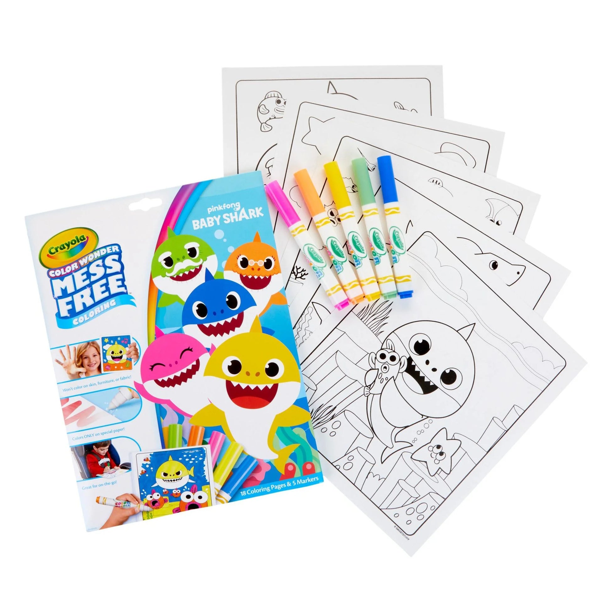 Color Wonder Mess Free Baby Shark Coloring Set, 23 Pcs, Coloring Book for Toddlers, Travel Activity, Gift, Ages 3+